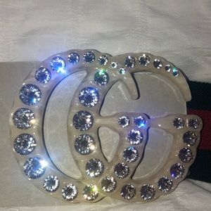 Authentic Gucci GG Crystal Buckle Belt
